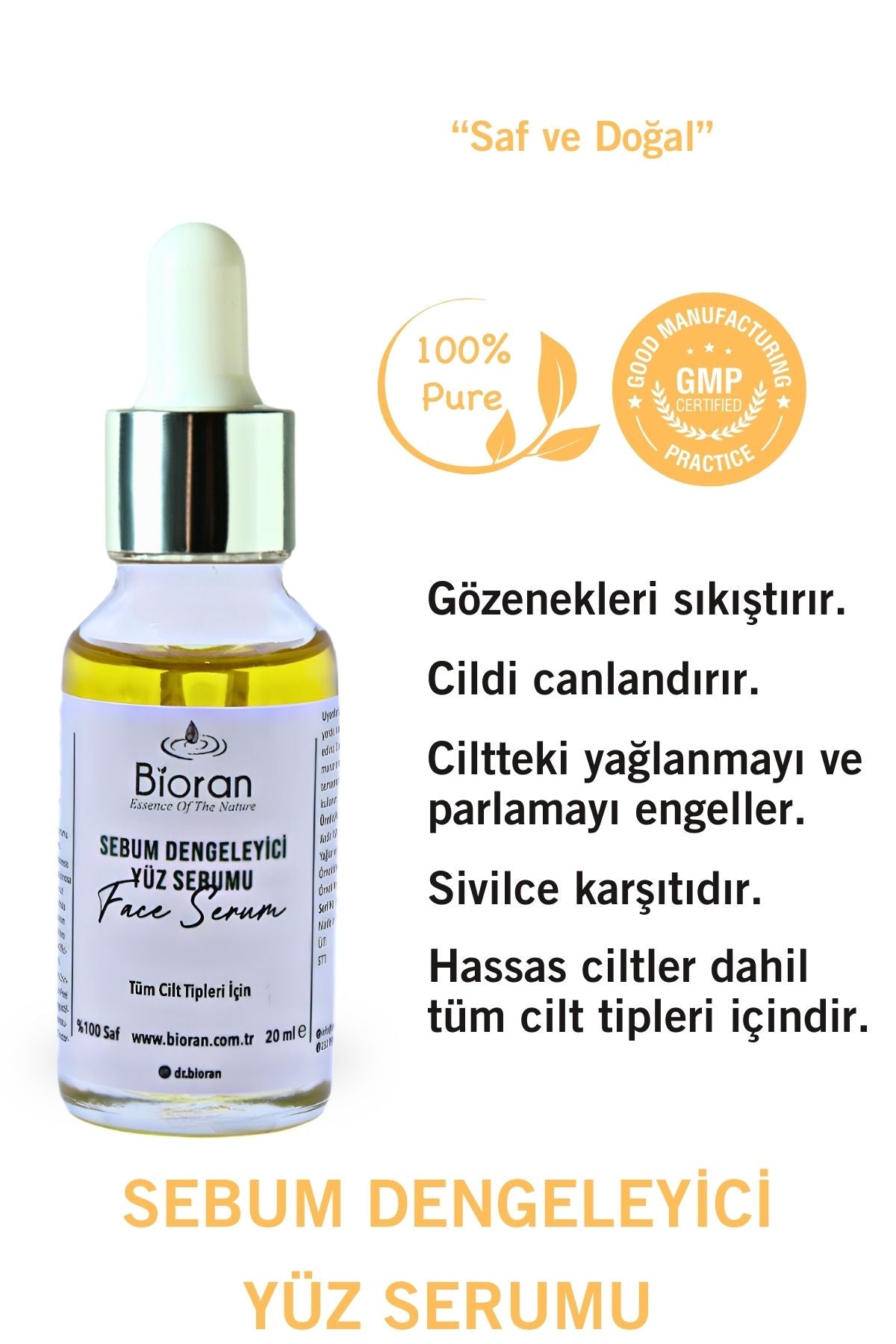 Sebum Dengeleyici Yüz Serumu %100 Saf ve Doğal İçerikli 20 ml.