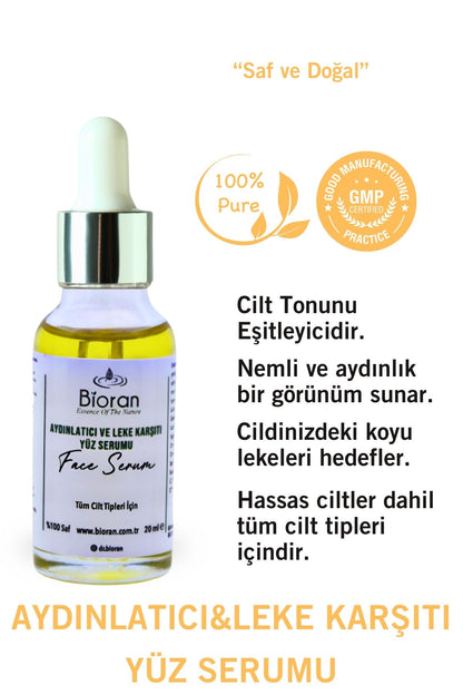 Aydınlatıcı ve Leke Karşıtı Yüz Serumu %100 Saf ve Doğal İçerikli 20 ml.