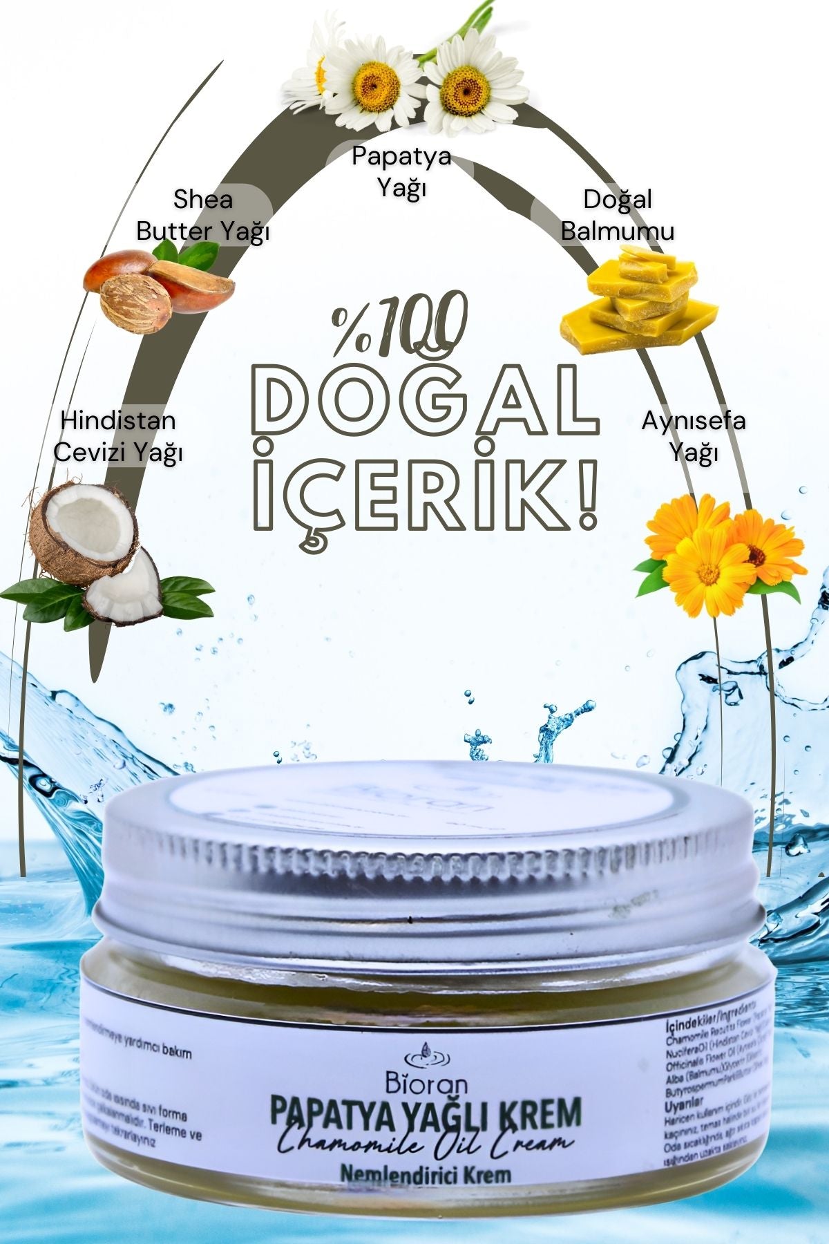 Papatya Yağlı %100 Doğal İçerikli Yoğun Bakım Kremi 40 Ml.