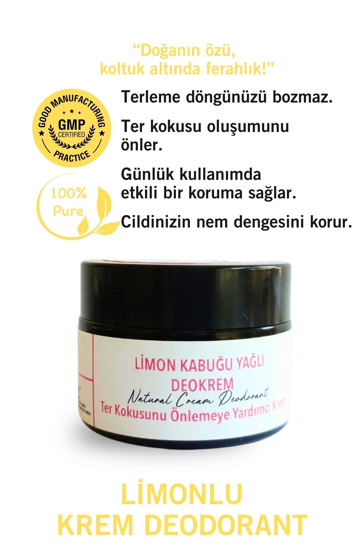 Limon Kabuğu Yağlı Krem Deodorant 40 ml %100 Doğal