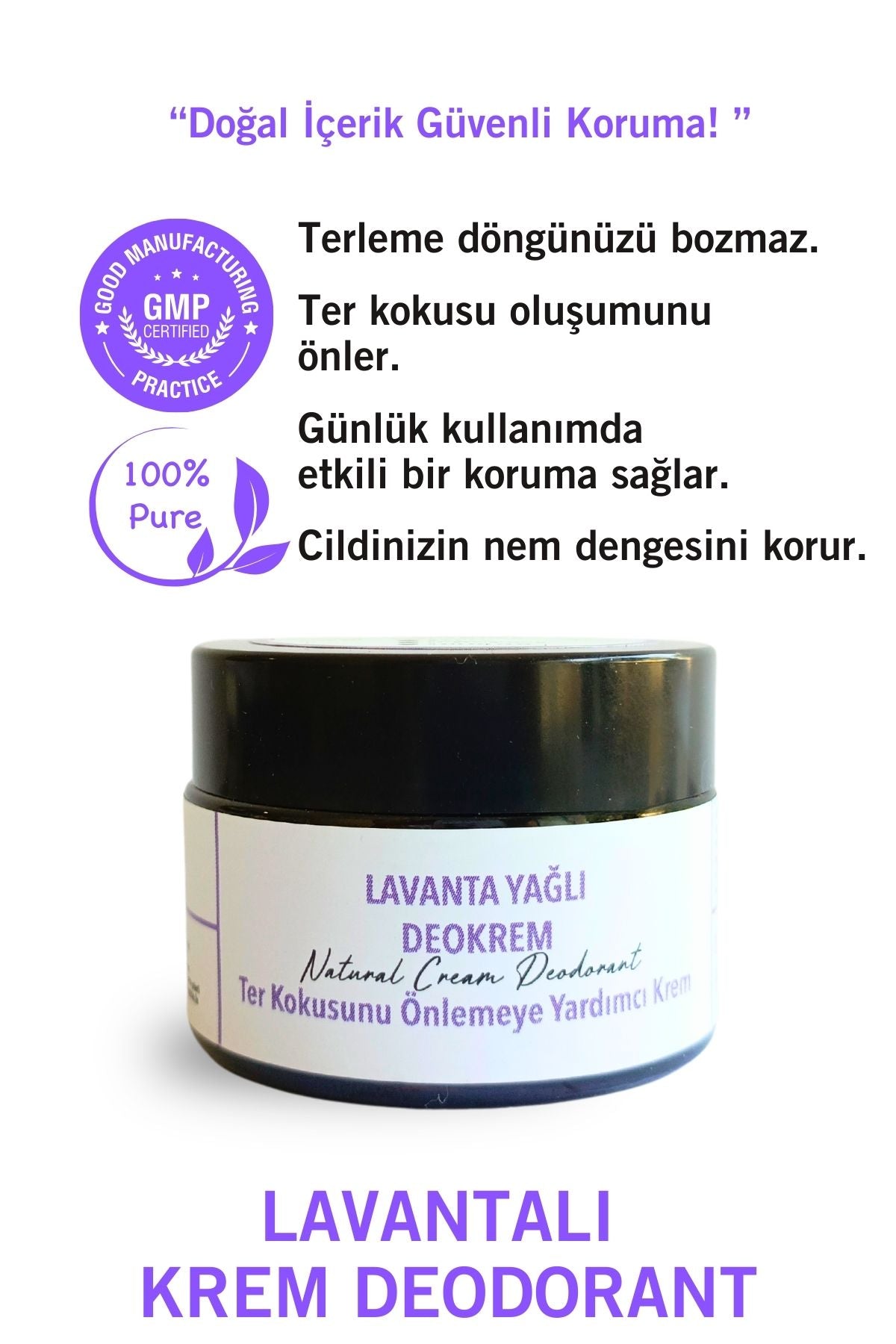 Lavanta Yağlı Krem Deodorant 30 ml. %100 Doğal